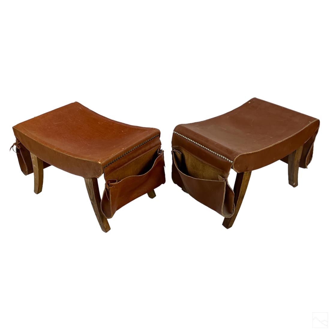 Designer Leather Mid Century Modern Stool Chairs (1 of 6)