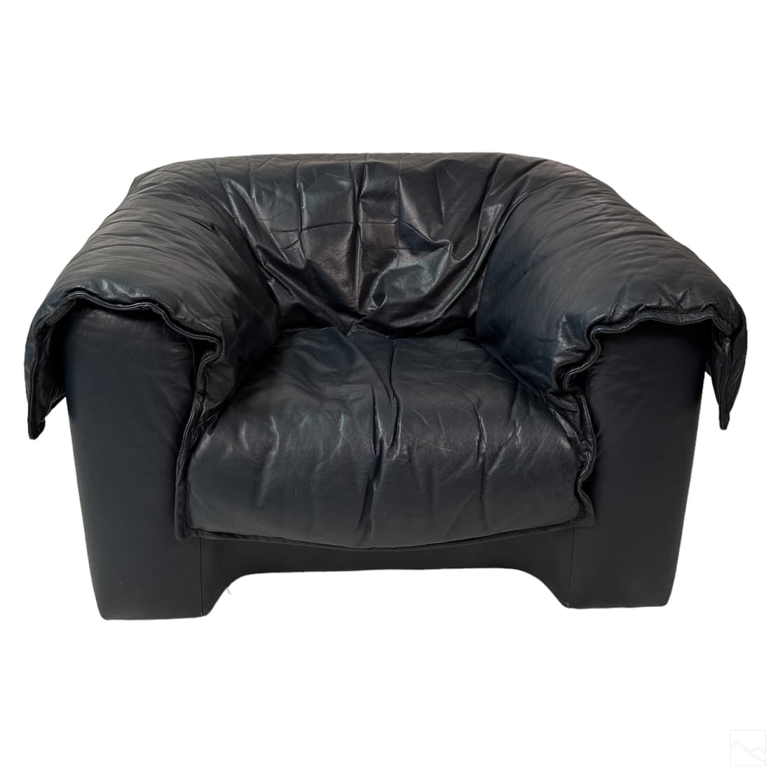 Italian Designer Modern Blue Leather Lounge Chair (1 of 5)