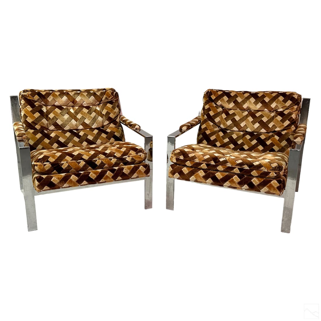 Milo Baughman Upholstered Accent Armchairs 2pc SET (1 of 6)