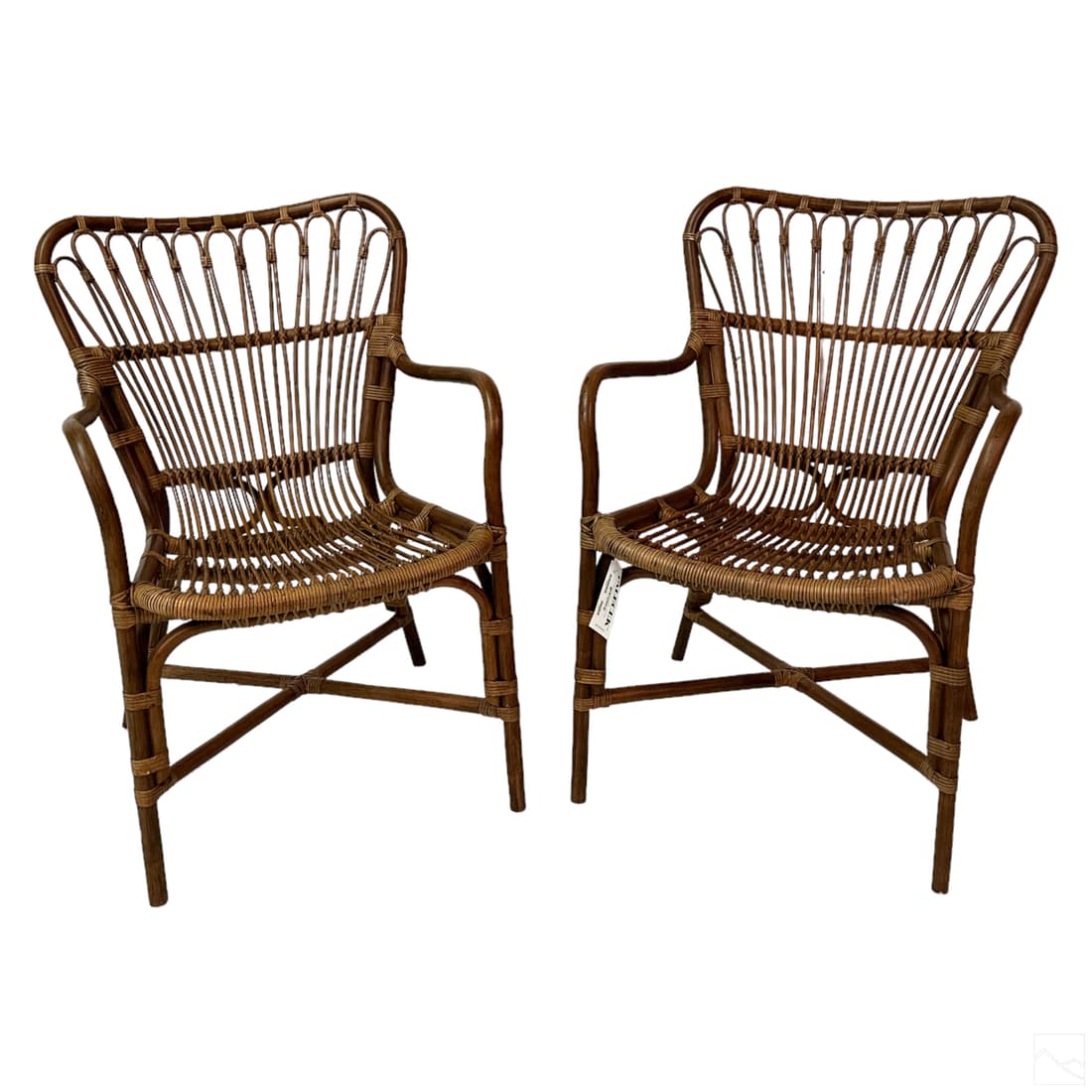 Palecek Pair Rustic Modern Rattan Accent Armchairs (1 of 7)