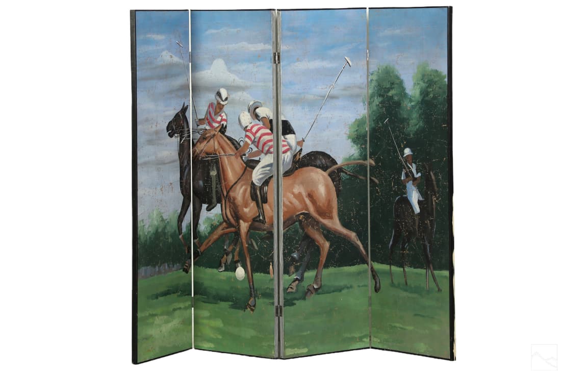 Equestrian Polo Painting Floor Screen Room Divider (1 of 7)