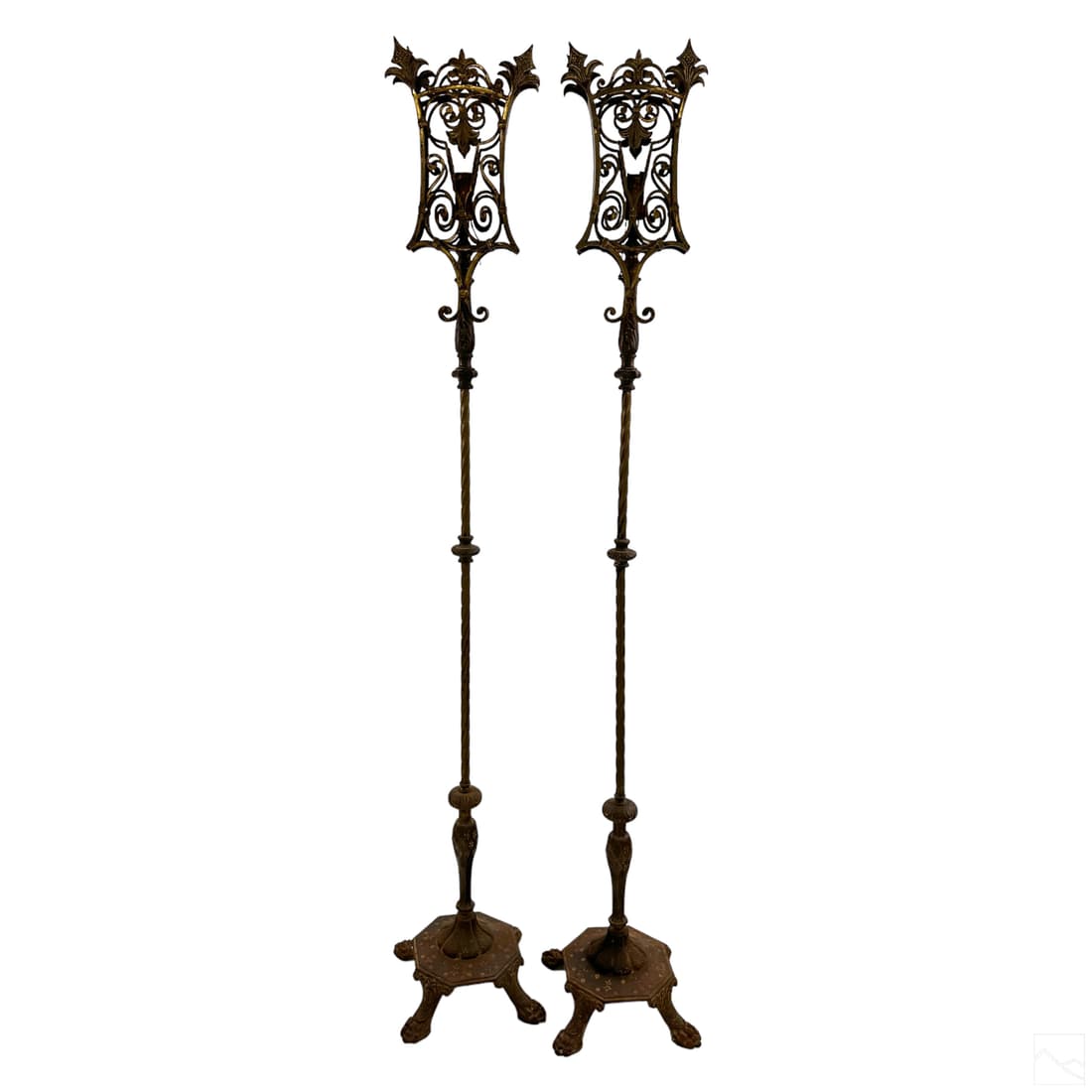 Oscar Bach Aesthetic Style Bronze Torchiere Lamps (1 of 8)