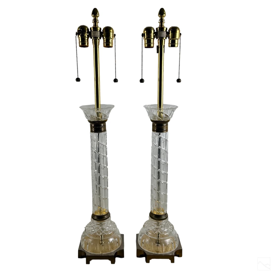 Marbro Pair Hollywood Regency Crystal Brass Lamps (1 of 7)