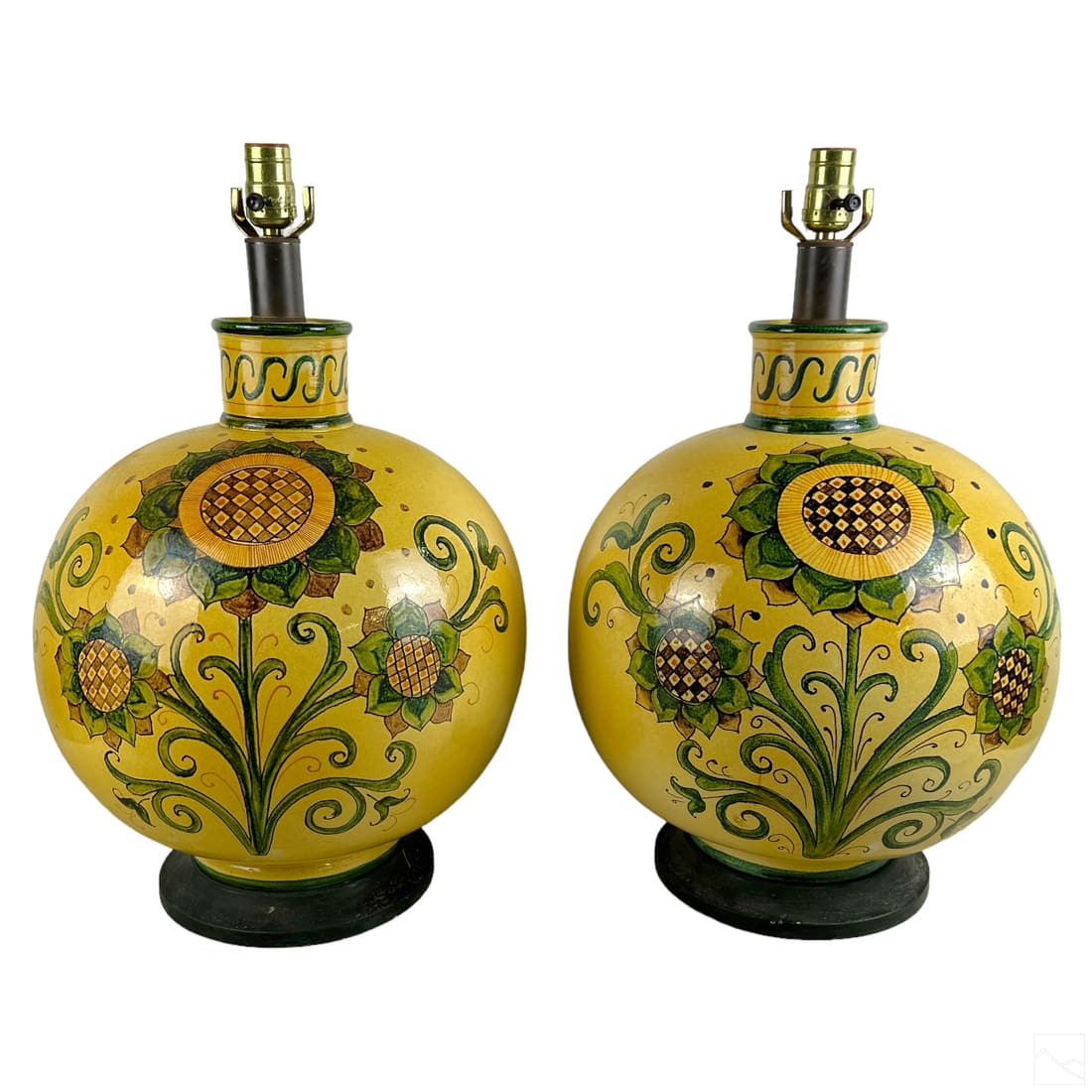 Italian Modern Studio Art Pottery Sunflower Lamps (1 of 7)