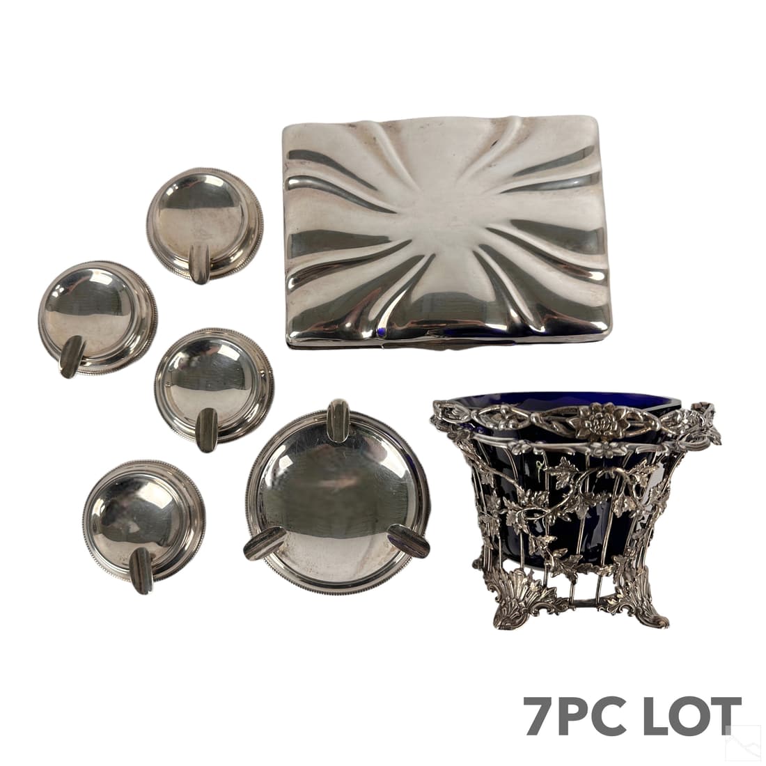 Sterling Silver Basket Vase Box & Ashtrays 7pc LOT (1 of 9)