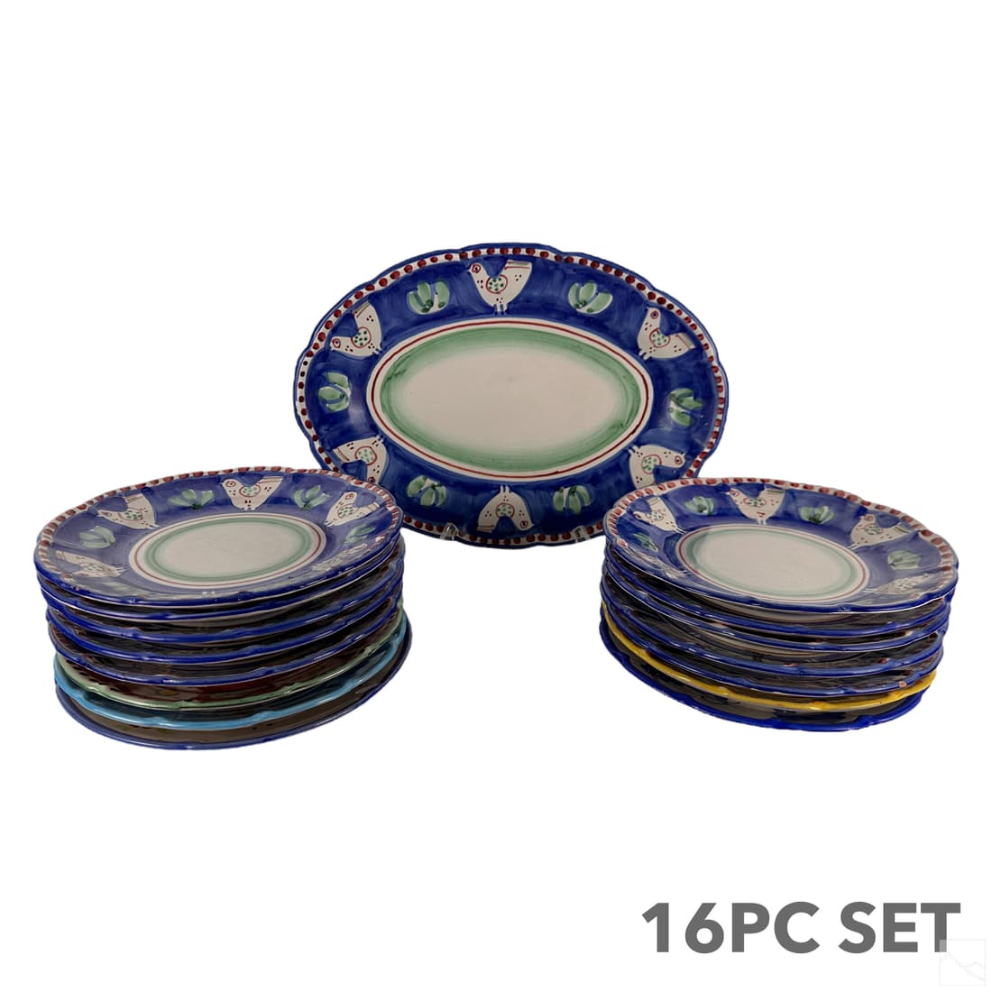 Solimene Italian Art Pottery Plates & Platter 16pc (1 of 6)