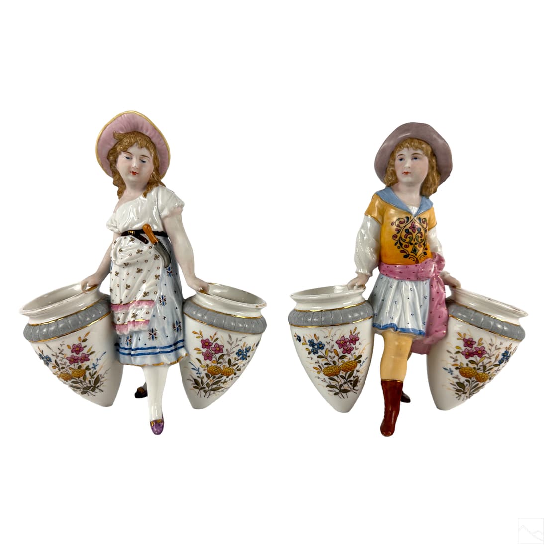 German Porcelain Figural Master Salt Cellars 2pc. (1 of 6)