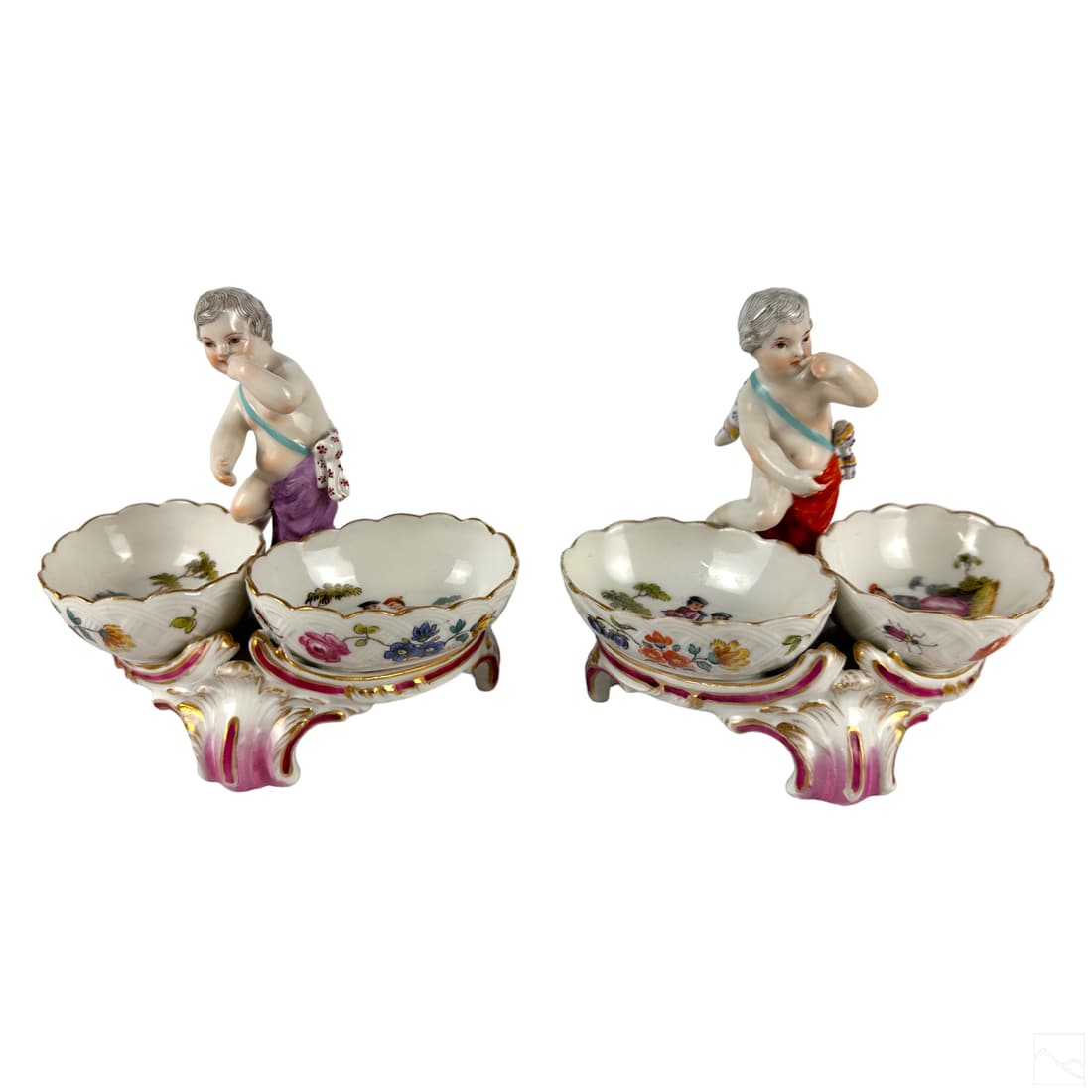 Dresden German Porcelain Master Salt Cellars 2pc. (1 of 7)