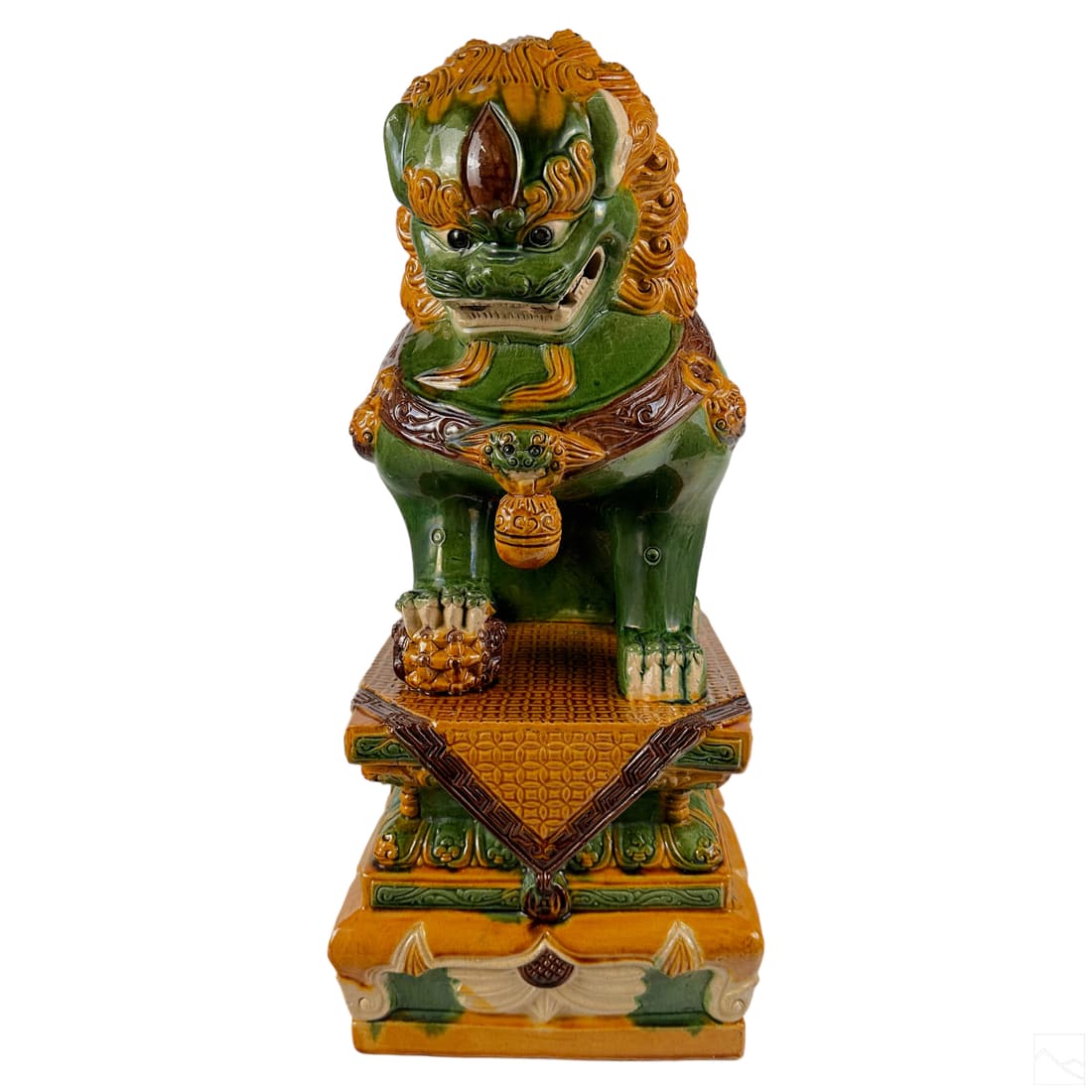 Chinese Sancai Glaze Art Pottery Foo Dog Statue (1 of 6)