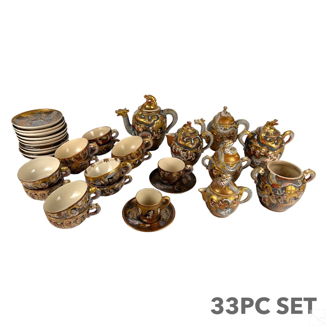 Japanese Satsuma Porcelain 33pc. Assembled Tea Set (1 of 11)