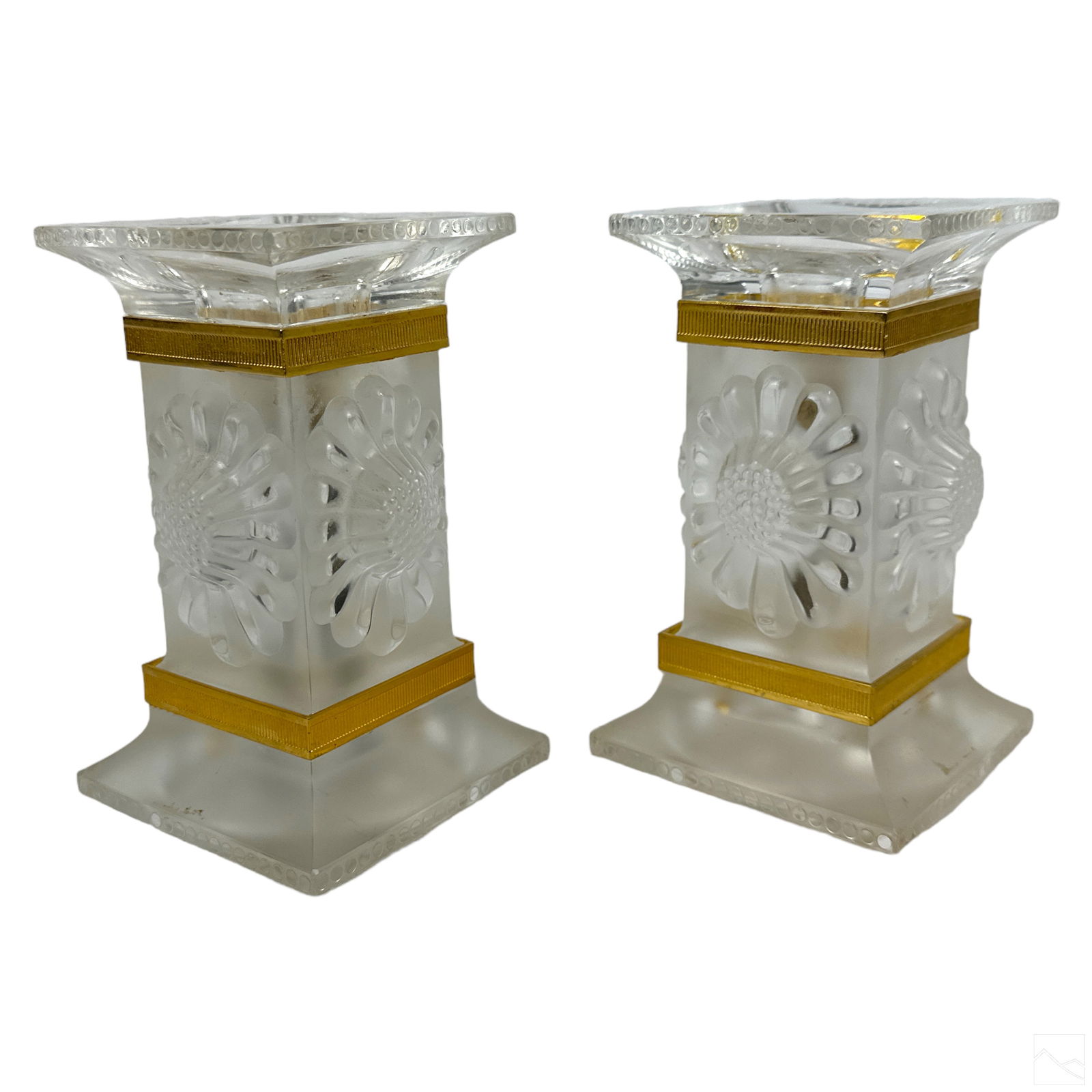 Lalique Crystal Pair Paquerettes Deco Candlesticks (1 of 7)