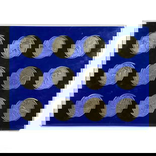 Salvador Dali 20C 12 Tribes of Israel Silver Medal: A set of 12 limited edition medallions designed by Salvador Dali (Spanish, 1904-1989). Each medallion crafted of fine .999 silver. Titled, "Homage to Israel, 1973" with a stunning Surrealist