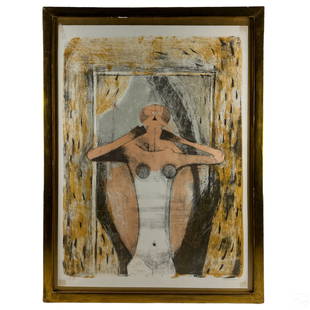 Rufino Tamayo 1899-1991 Modernist LE Litho SIGNED: Rufino Tamayo (American, Mexican, 1899-1991). A color lithograph on paper. Titled "Torso of a Woman". A Modernist figural work, in yellows, beige, and black. Signed lower right, limited edition