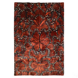 Alexander McQueen Monarch Fire Butterfly Area Rug: A contemporary area rug carpet designed by Alexander McQueen in the Monarch Fire pattern for The Rug Company. Rich handcrafted woven silk hand knotted in red, burgundy, black, and white, with patterns