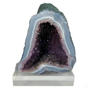 Natural Amethyst Crystal Cathedral Geode Specimen: Art by God. A large natural history deep purple crystal cathedral amethyst quartz geode mineral specimen. Emits a vibrant, positive energy, helping to balance the harmony in one's life, home, or offic