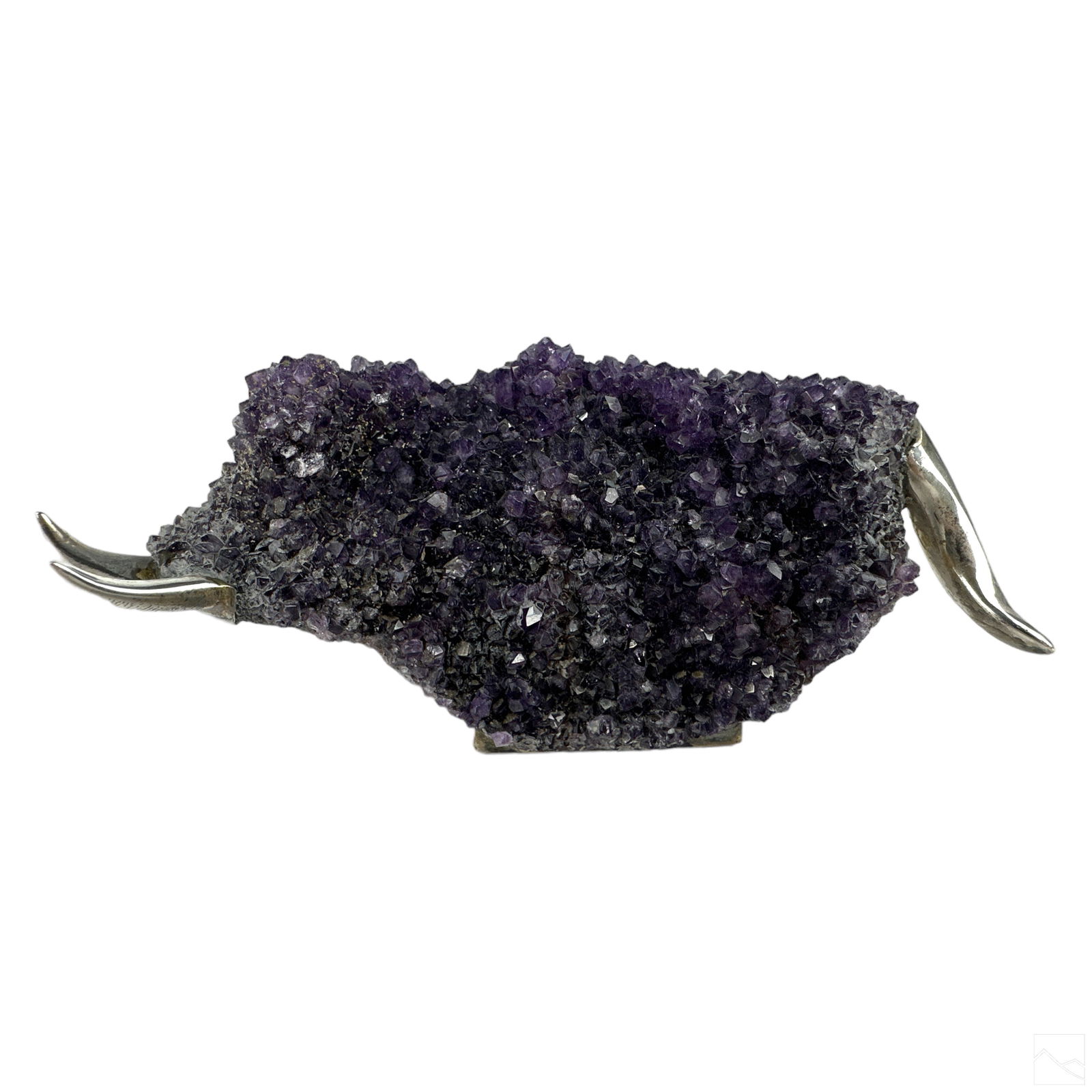 Grupo Gal Silver & Natural Amethyst Bull Sculpture (1 of 6)
