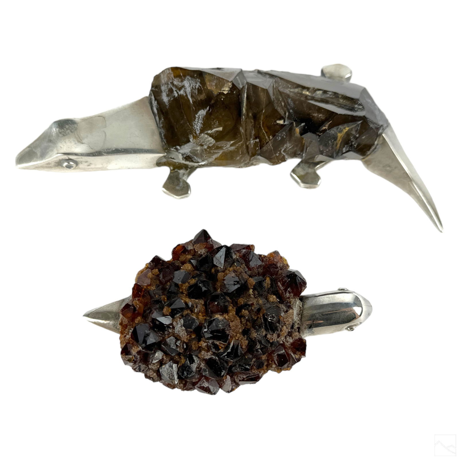 Grupo Gal Silver & Quartz Turtle & Lizard Statues (1 of 6)