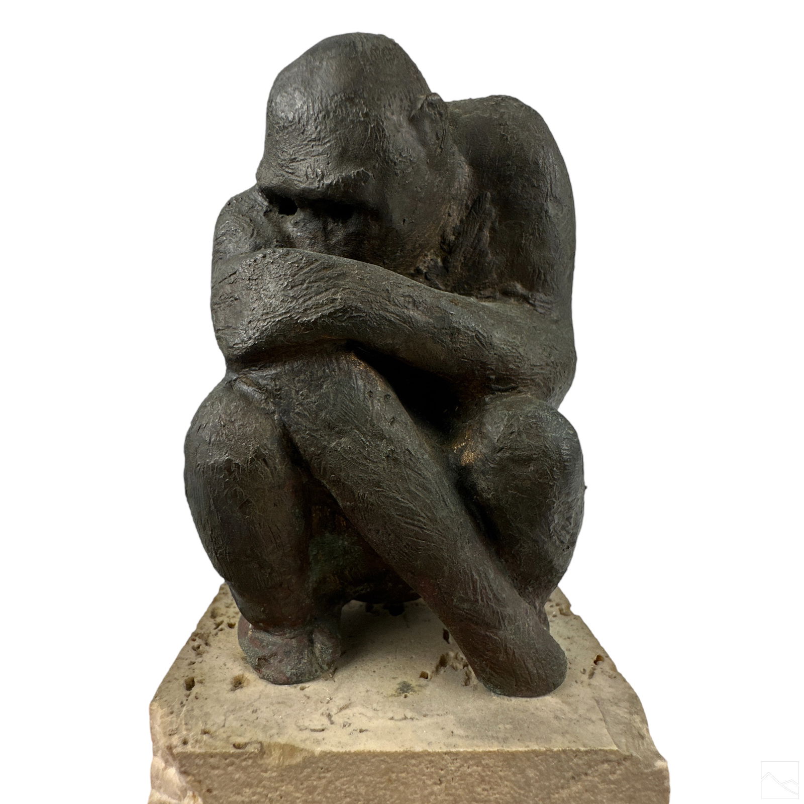 Modern Bronze Chimpanzee Monkey Primate Sculpture (1 of 5)