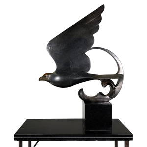 Tim Cherry b.1965 Bronze Eagle Statue & Iron Base