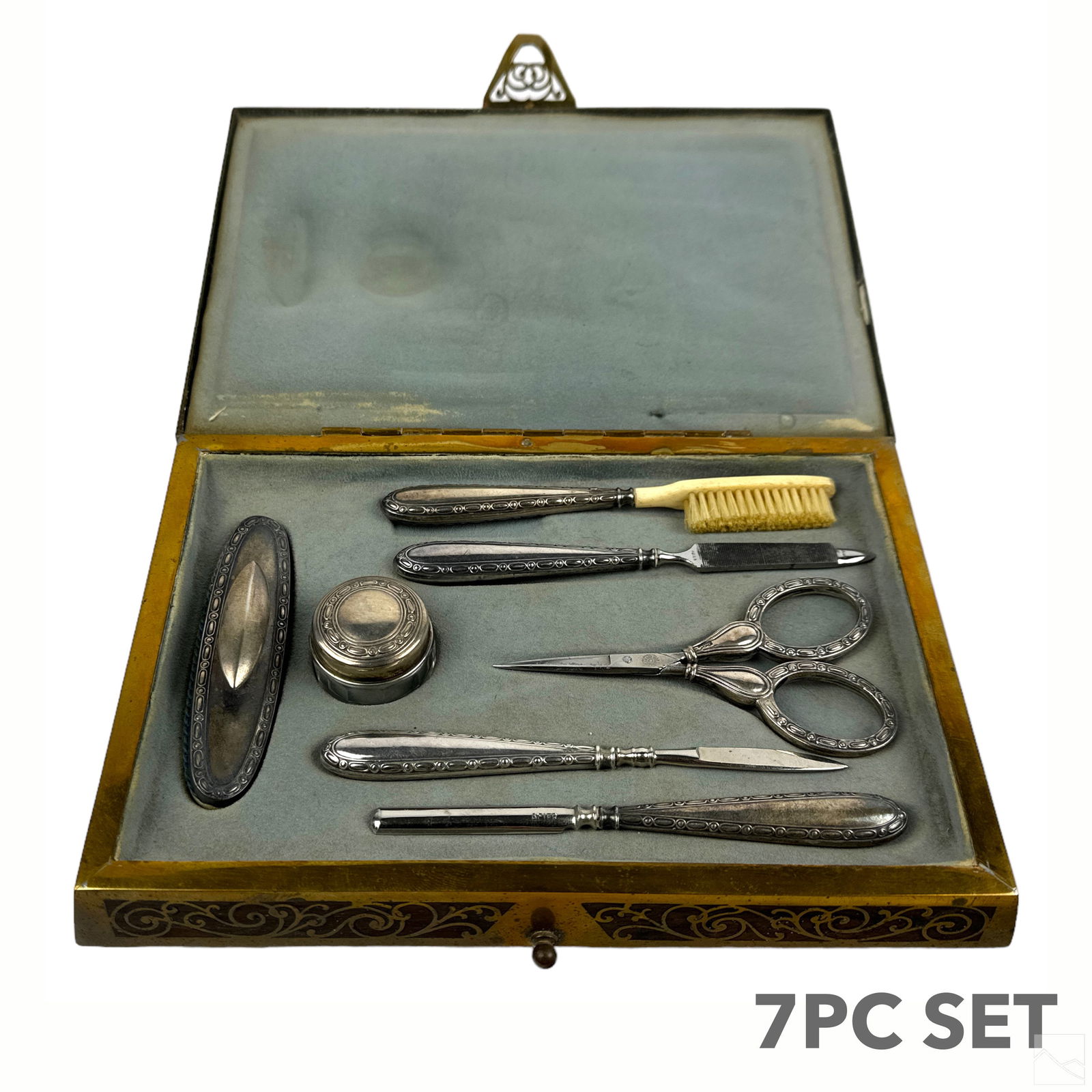 Sterling Silver Manicure Set and Copper Inlaid Box (1 of 6)