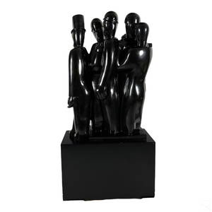 Jean Lambert Rucki La Foule Black Bronze Sculpture