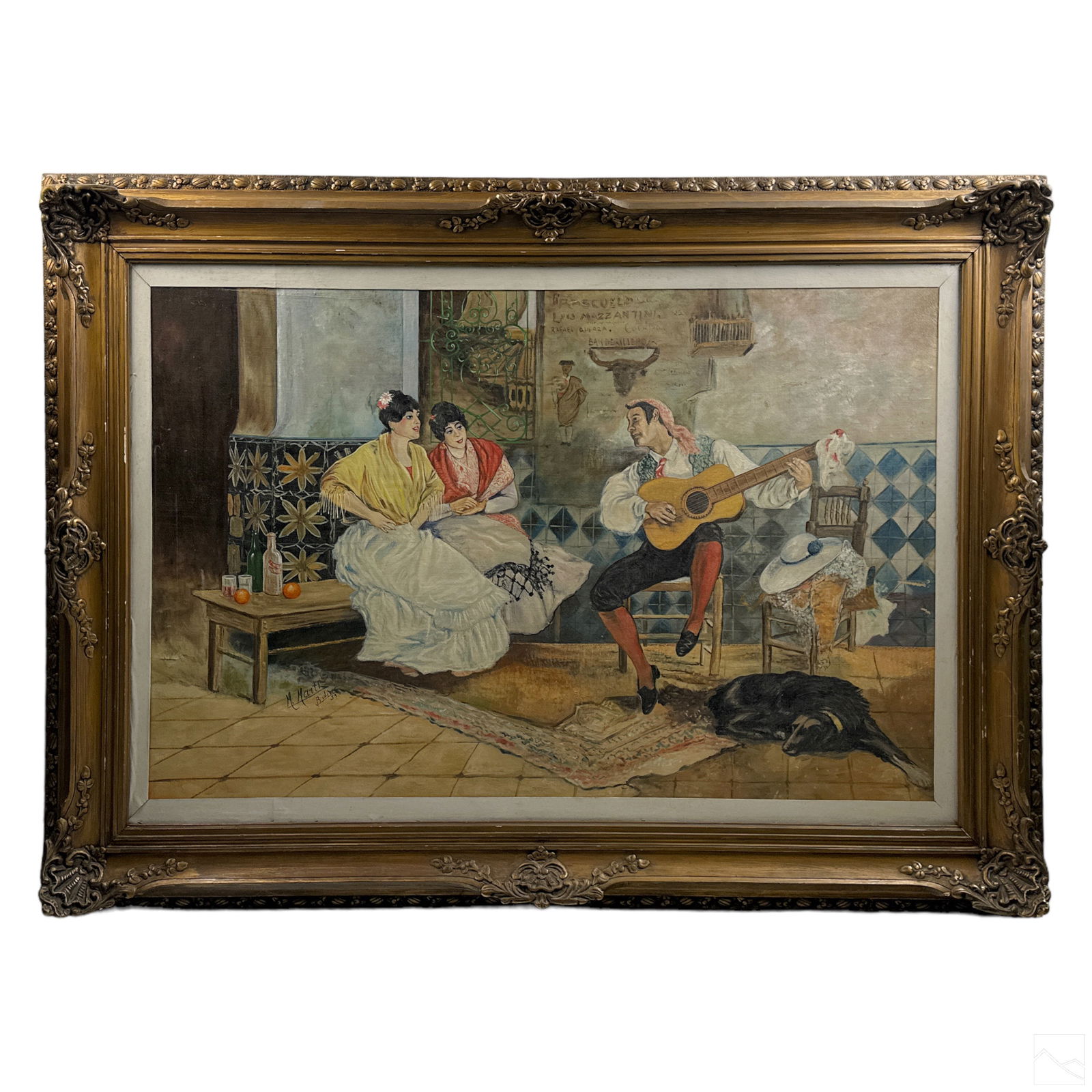 Flamenco Guitarist Figural Genre Interior Painting (1 of 7)