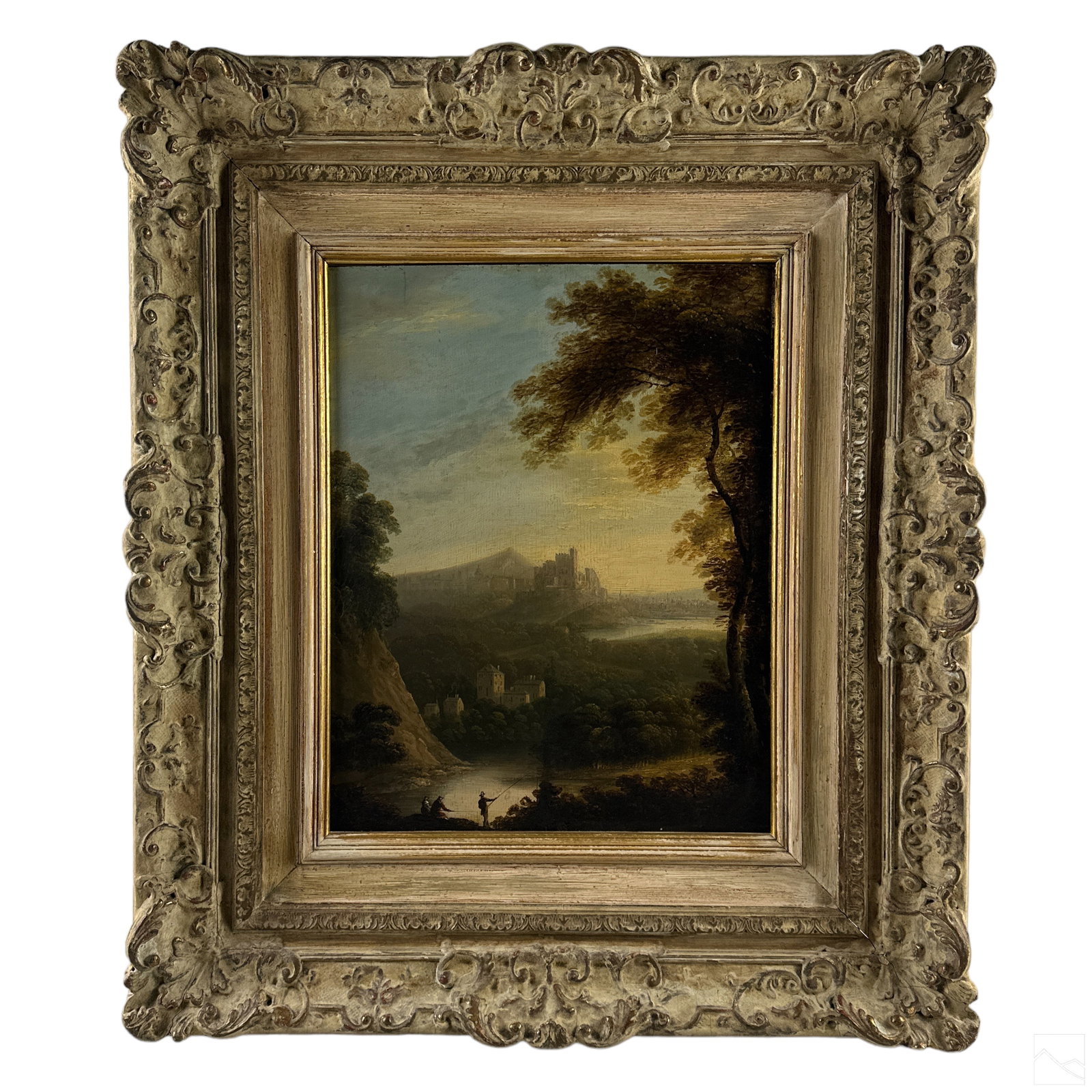 French Antique Mountain Village Landscape Painting (1 of 5)