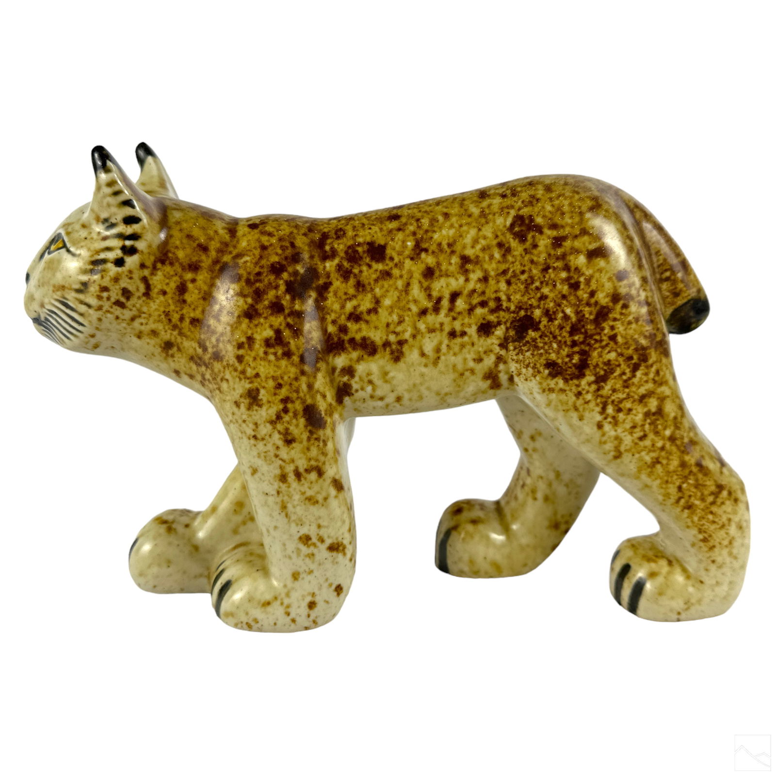 Lisa Larson Gustavsberg Pottery Lynx Cat Sculpture: A mid century modern limited edition Swedish art pottery figurine produced for Gustavsberg Porcelain (Sweden) by ceramicist Lisa Larson (born 1931). Produced 1975 in an edition of 3,000 for the manufa