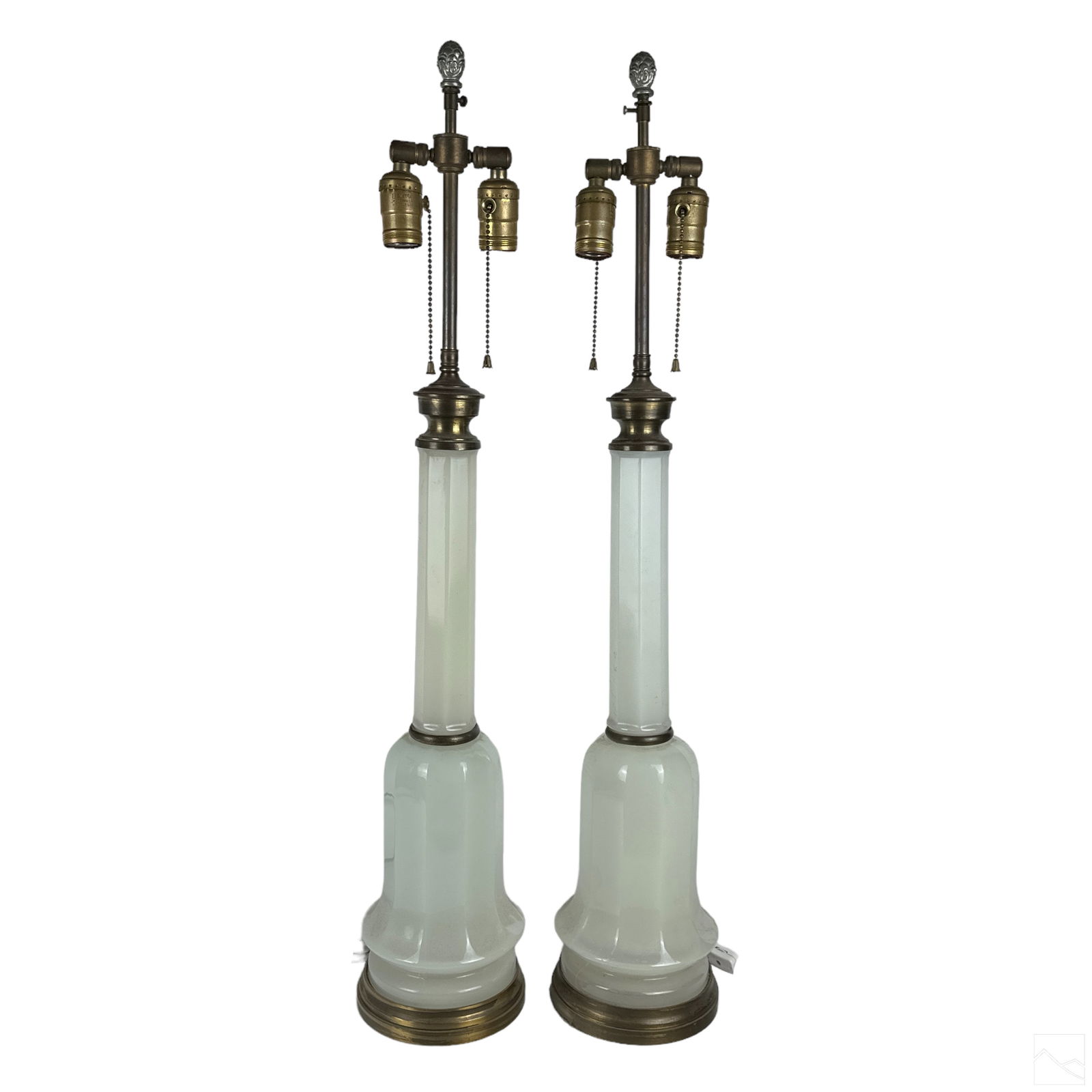 French Pair Art Deco Opaline Art Glass Table Lamps (1 of 5)