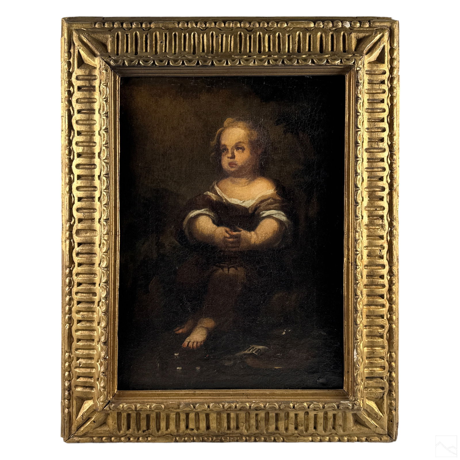 Figural Antique Holy Infant Portrait Oil Painting (1 of 4)