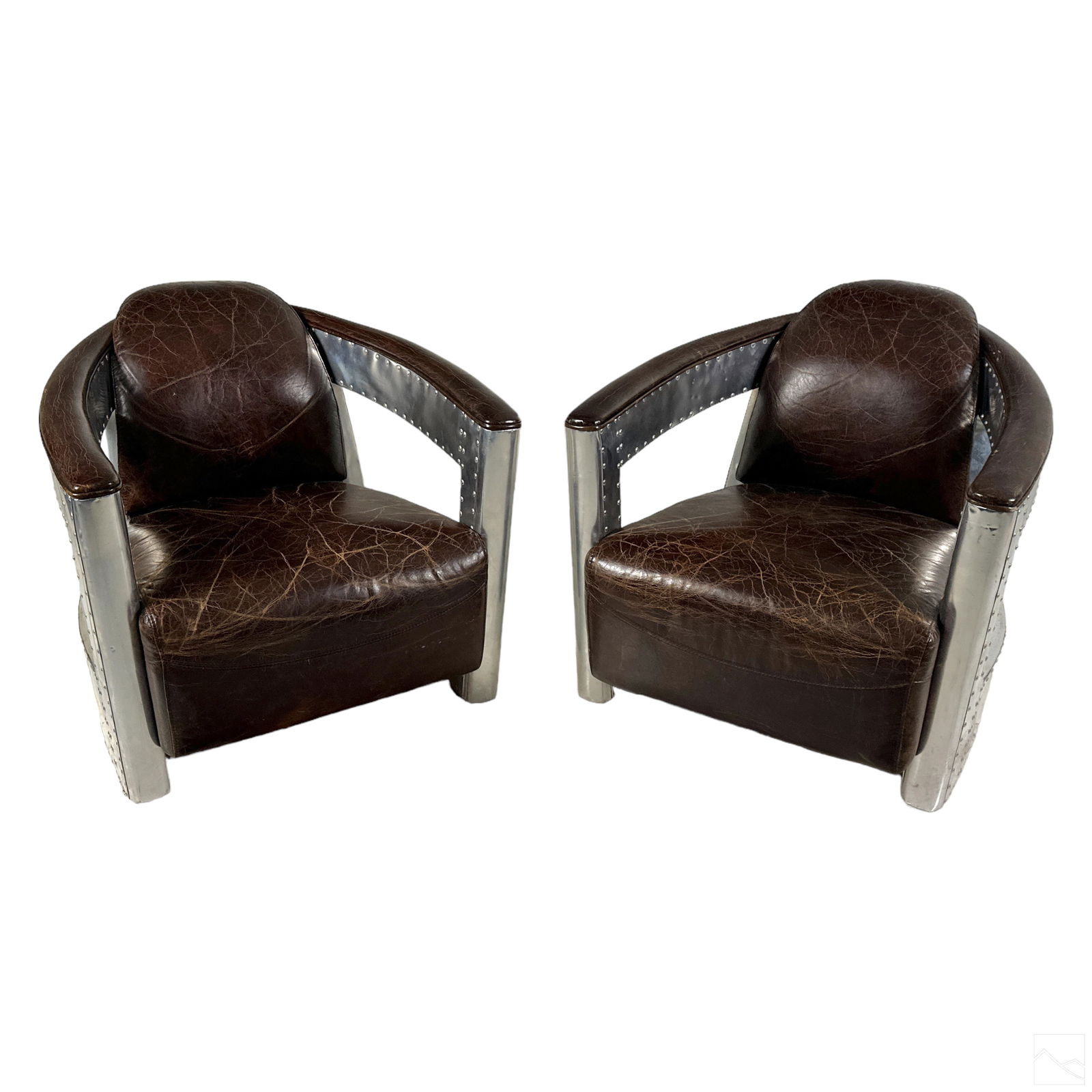 Industrial Pair of Leather Aviator Pilot Armchairs (1 of 7)