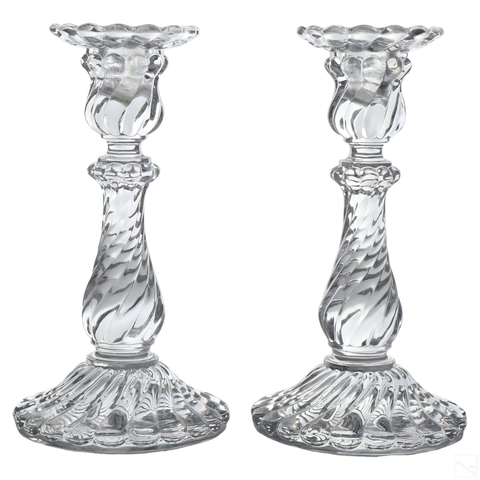 Baccarat Pair French Crystal Bambous Candlesticks (1 of 6)