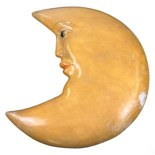 Sergio Bustamante b.1949 Surrealist Moon Sculpture: Sergio Bustamante (Mexican, born 1949). A limited edition mixed media sculpture. Papier mache and composition. A Surrealist work depicting a large anthropomorphic crescent moon produced in the artist'