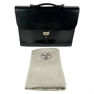 Hermes Black Noir Togo Sac A Depeches 41 Briefcase