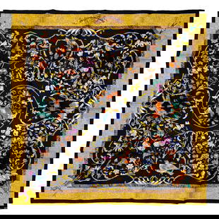 Hermes Paris Zoe Pauwels Pierres French Silk Scarf: A Hermes Paris designer French ladies silk scarf in the "Pierres d'Orient et d'Occident pattern, designed 1988 by Paris-born artist Zoe Pauwels (born 1961). A stunning Rococo style piece with eye catc