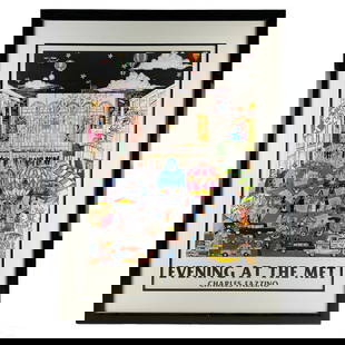 Charles Fazzino b.1955 Pop Art 3D Poster SIGNED: Charles Fazzino (American, born 1955). A color Pop Art poster. Titled, "Evening At The Met". A colorful and whimsical depiction of the Metropolitan Opera House in New York City, bustling with figures,
