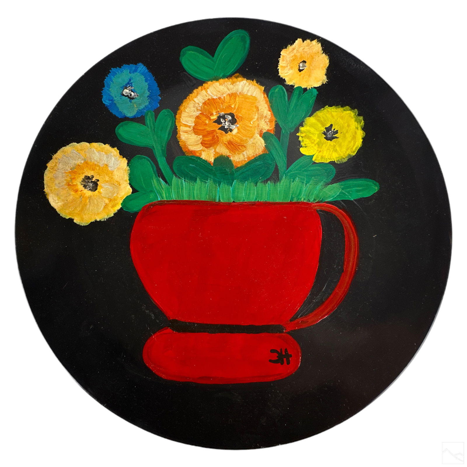 Folk Art Pottery Charger after Clementine Hunter (1 of 4)