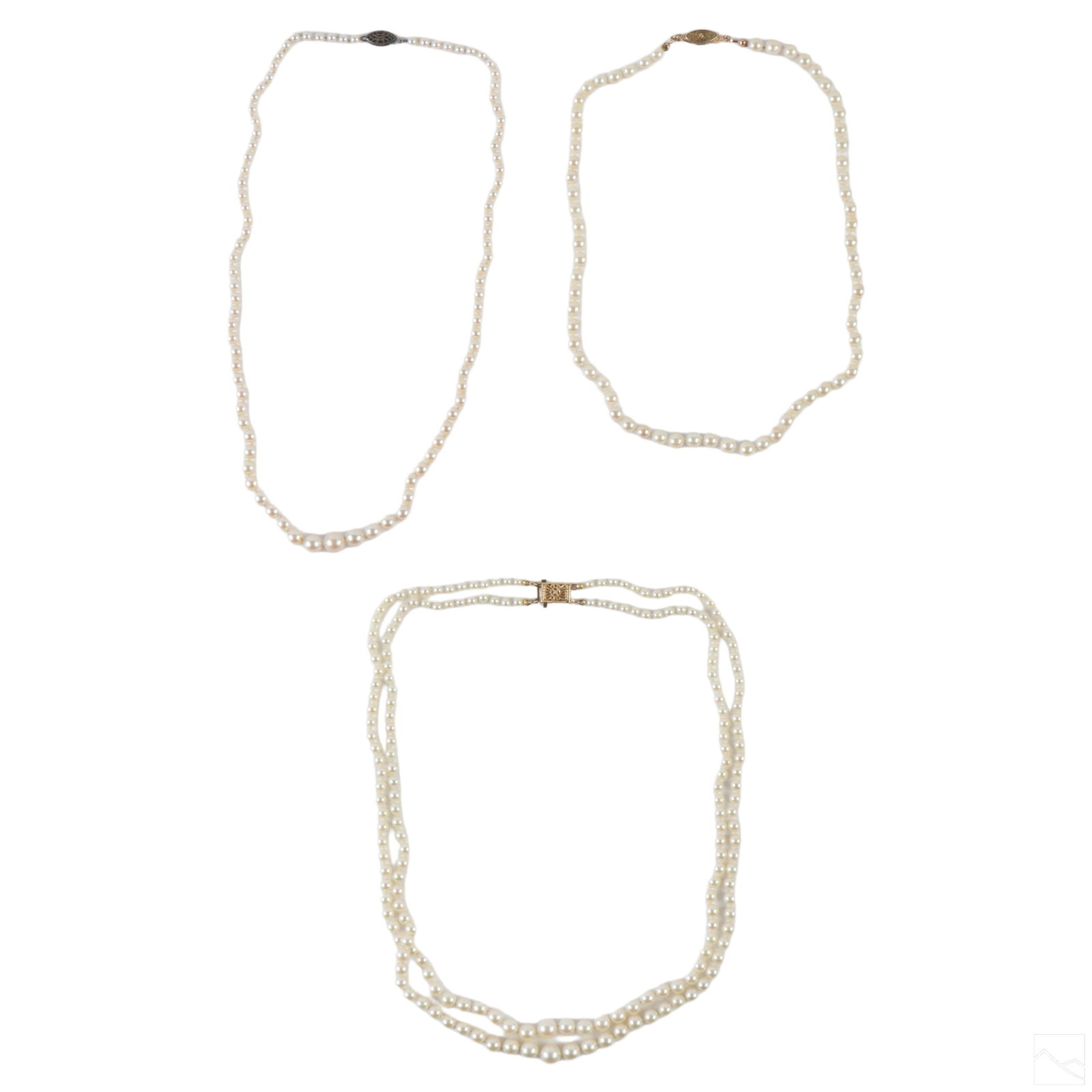 Ladies Akoya Cultured Pearl Strand Necklace 3p LOT (1 of 5)