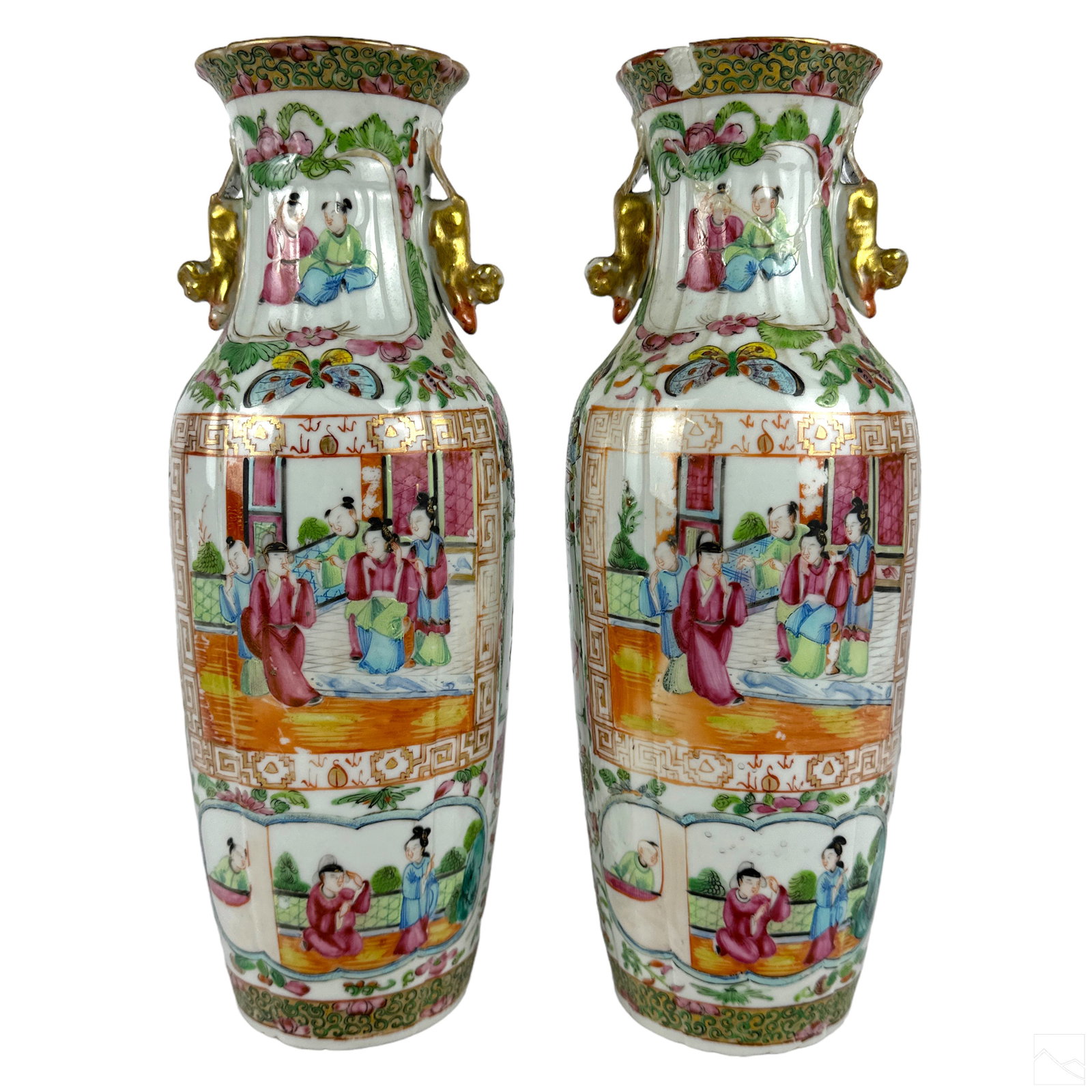 Chinese PR Rose Medallion Porcelain Amphora Vases (1 of 6)