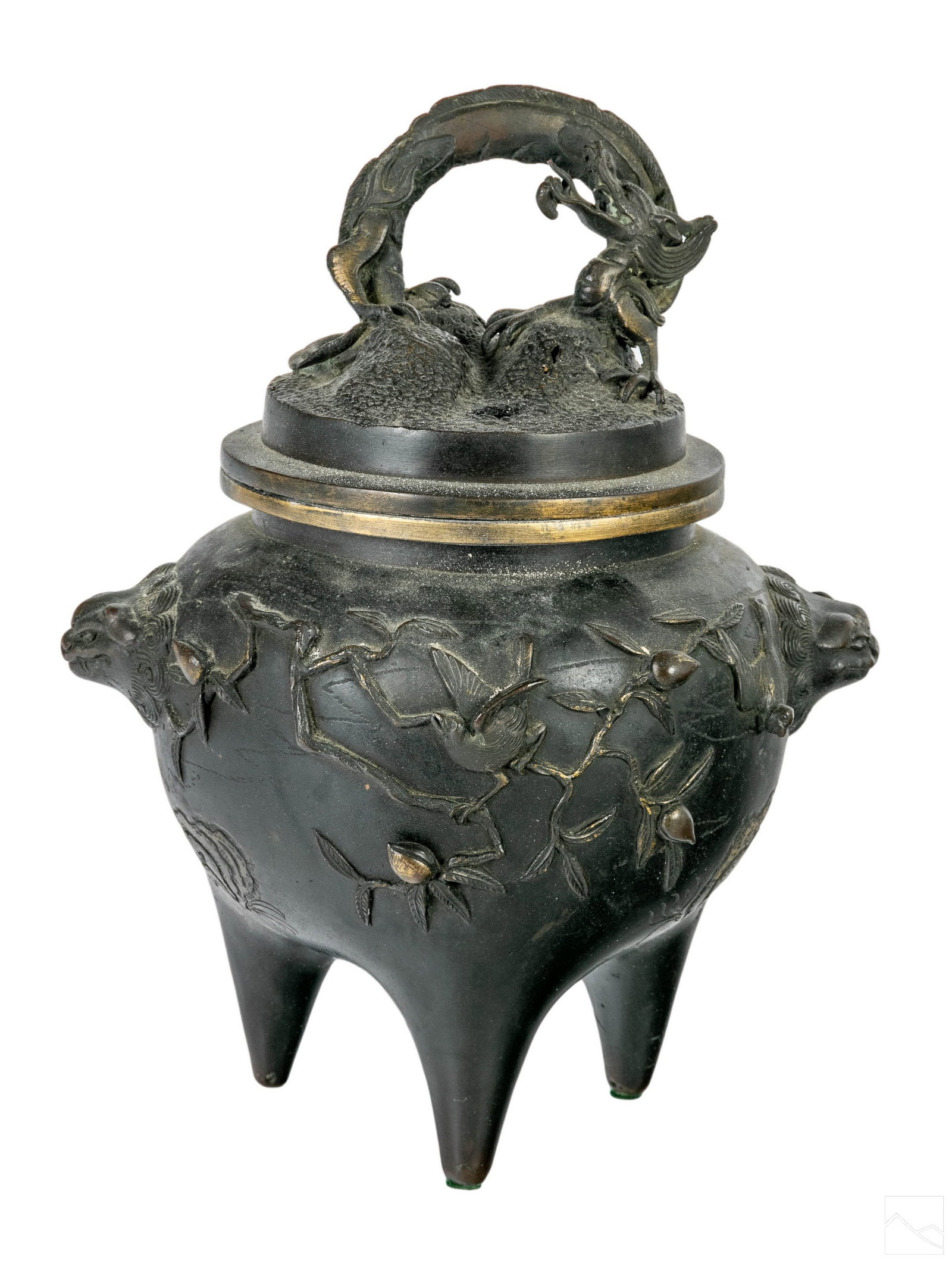 Chinese Antique Bronze Incense Burner Censer & Lid (1 of 8)