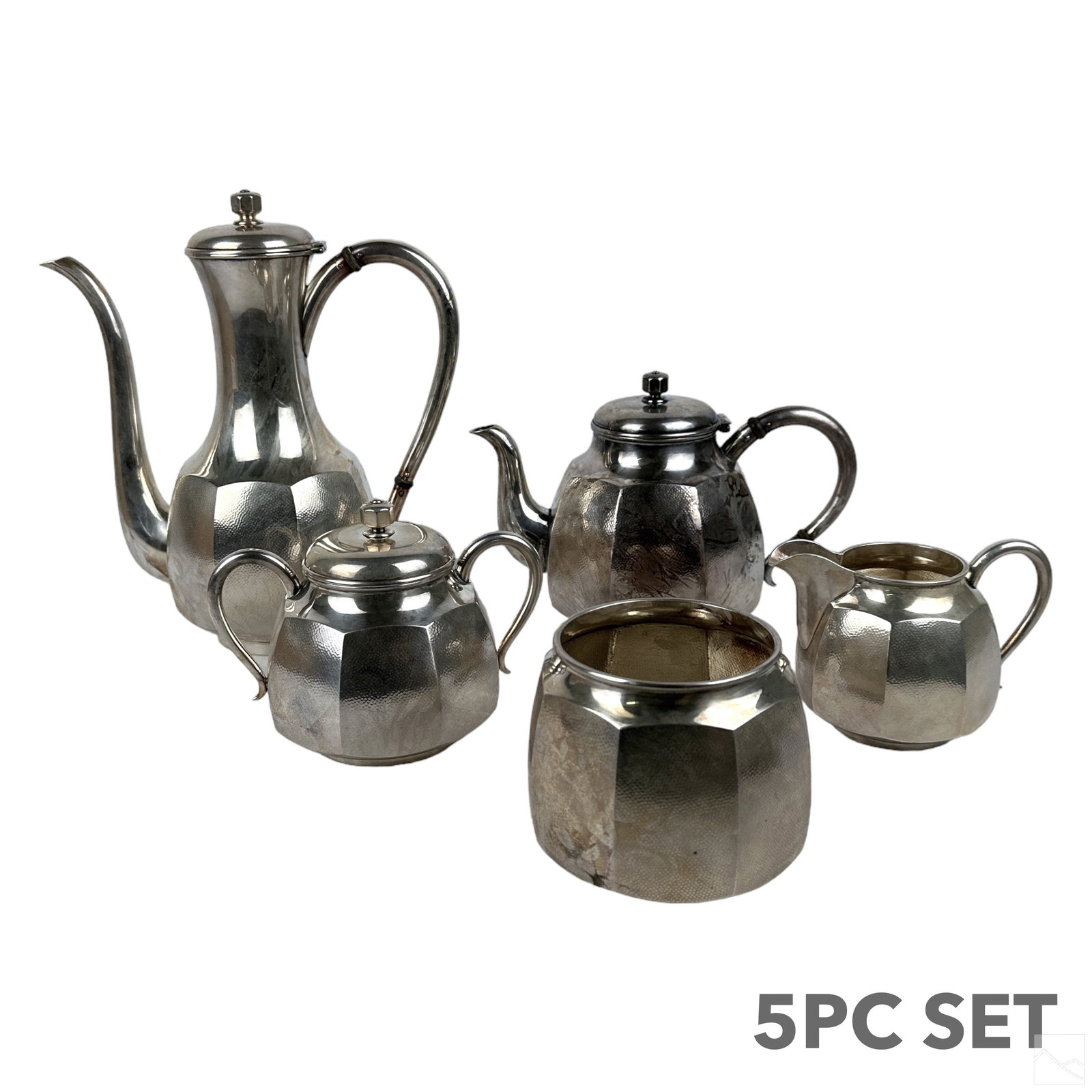 Japanese Asahi Shoten Silver Antique Tea Set 5pc. (1 of 8)