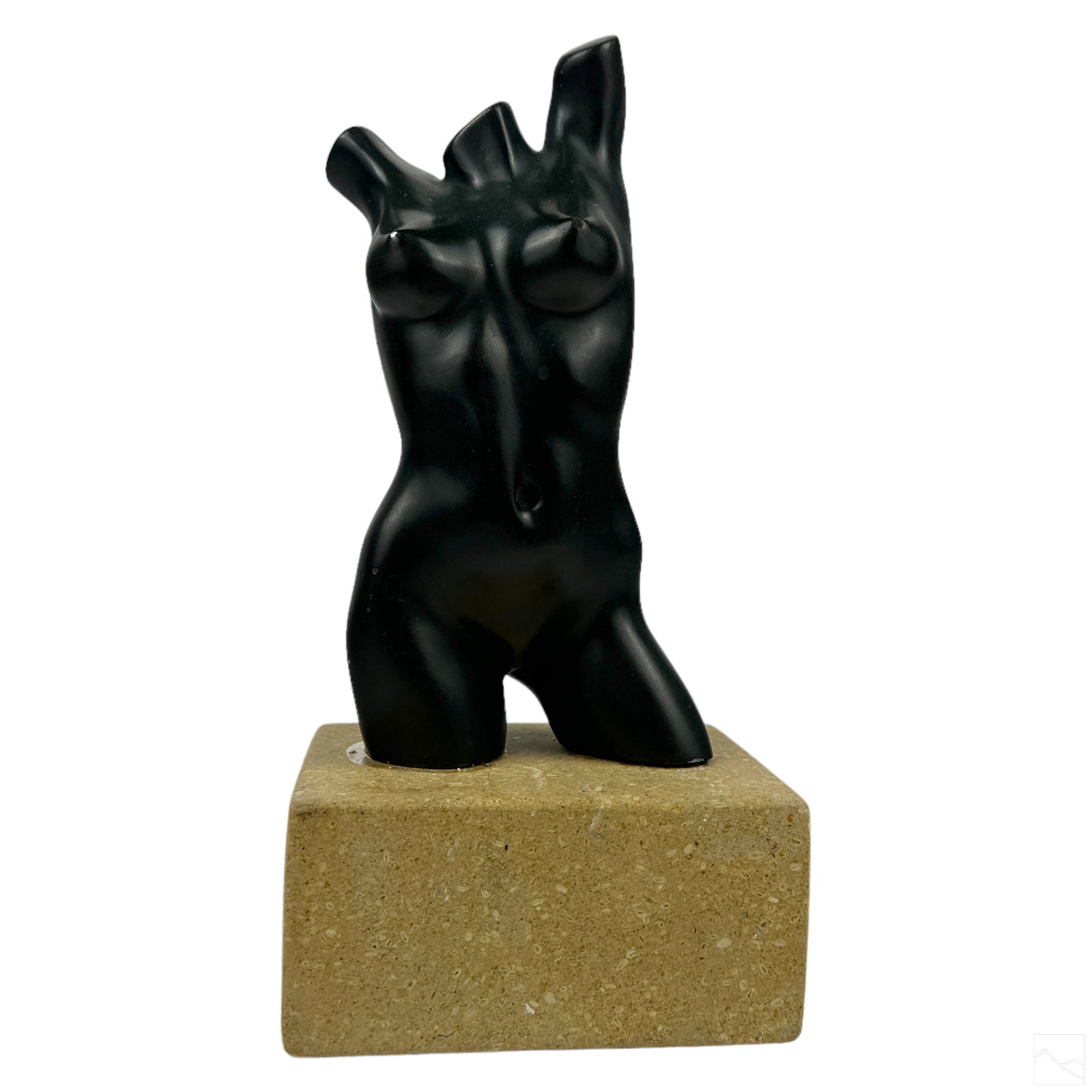 Anita Huffington b.1934 Bronze Female Bronze Bust: Anita Huffington (American, born 1934). A cast bronze sculpture. Titled, "Jazz." A Modernist figural work with rich dark patina depicting a nude female torso. Artist incised signature ANITA HUFFINGTON