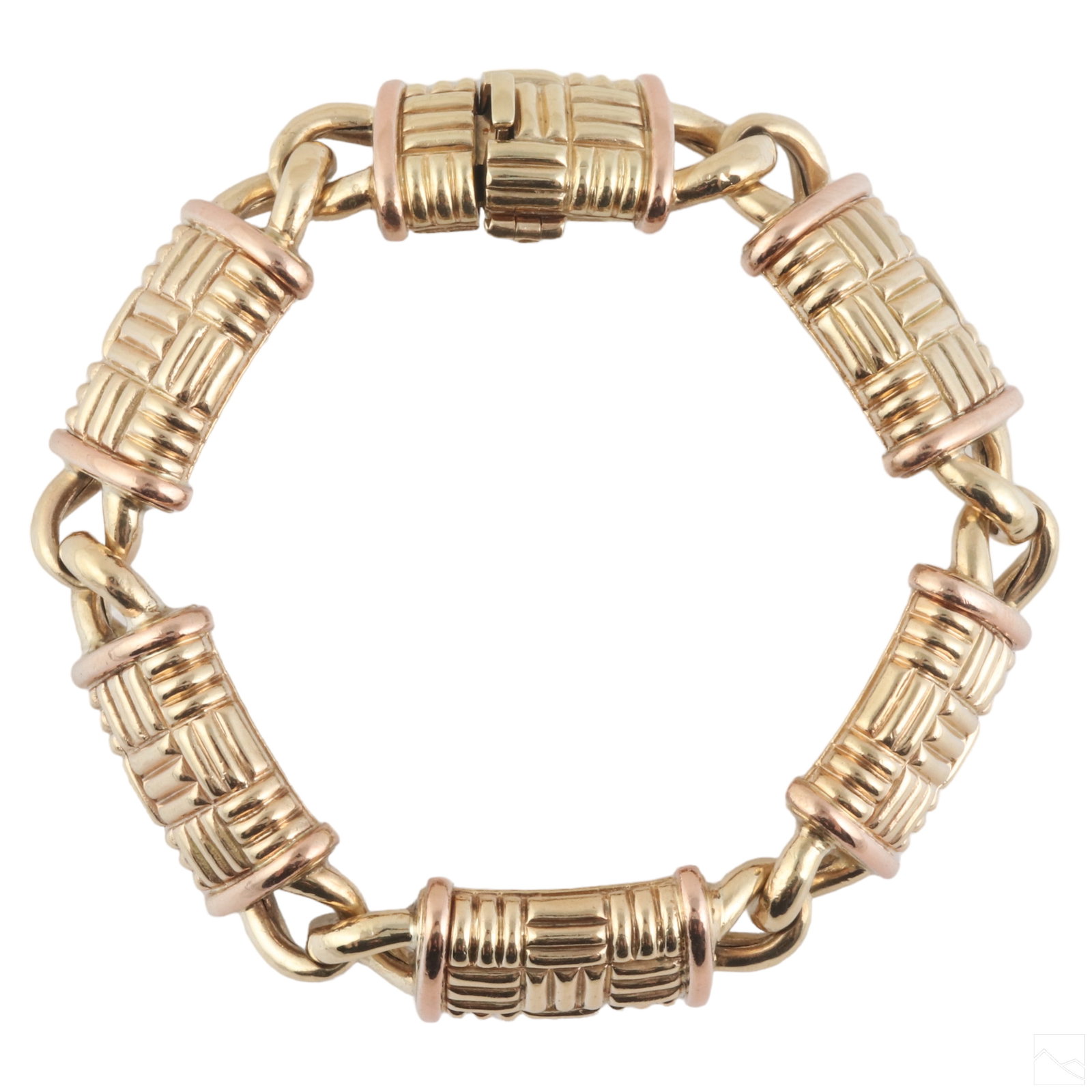 14K Yellow & Rose Gold Designer Link Bracelet 39g. (1 of 4)