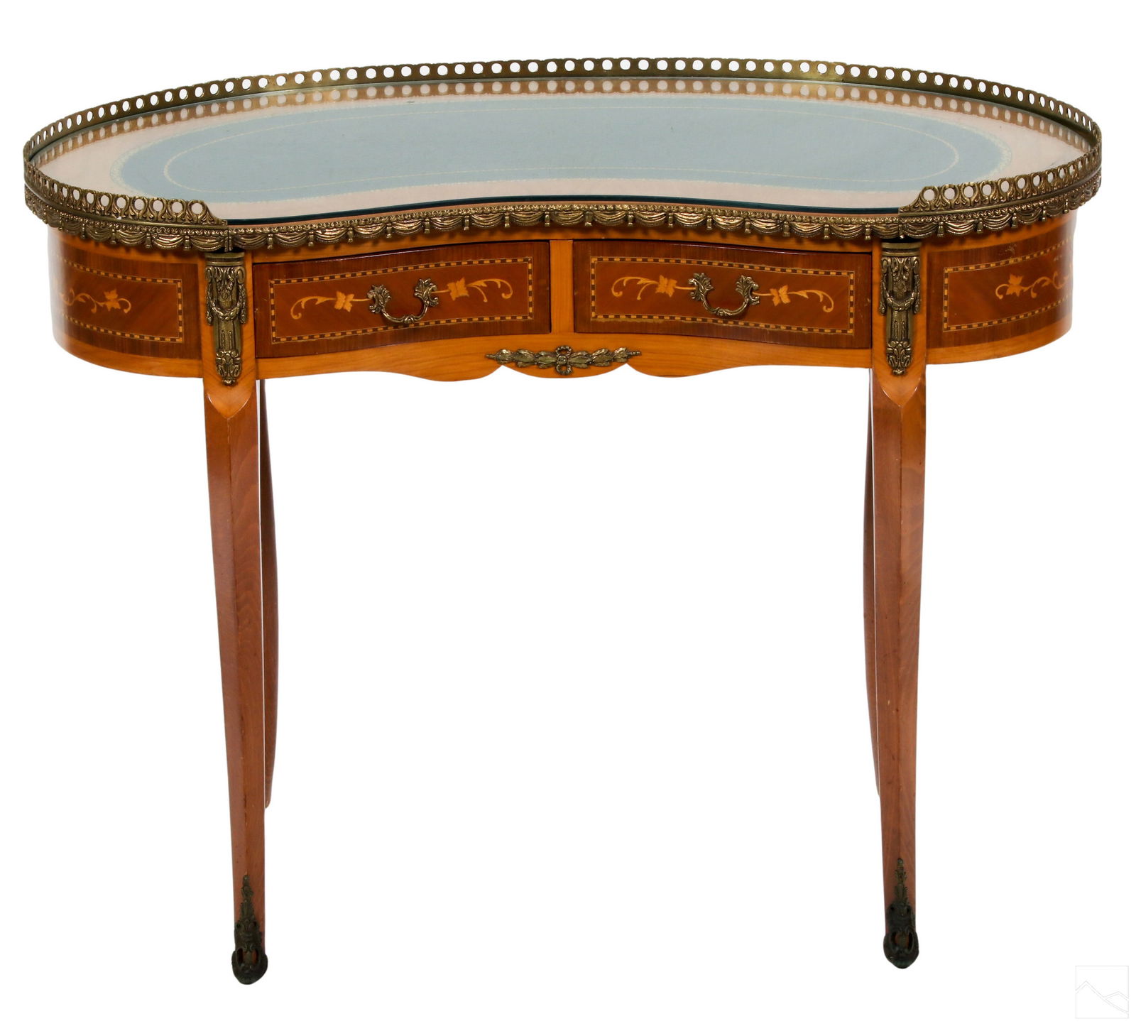 French Regence Revival Vintage Inlaid Kidney Desk (1 of 7)