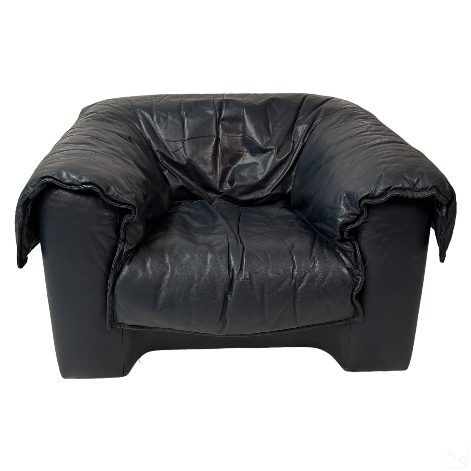 Italian Designer Modern Blue Leather Lounge Chair (1 of 5)