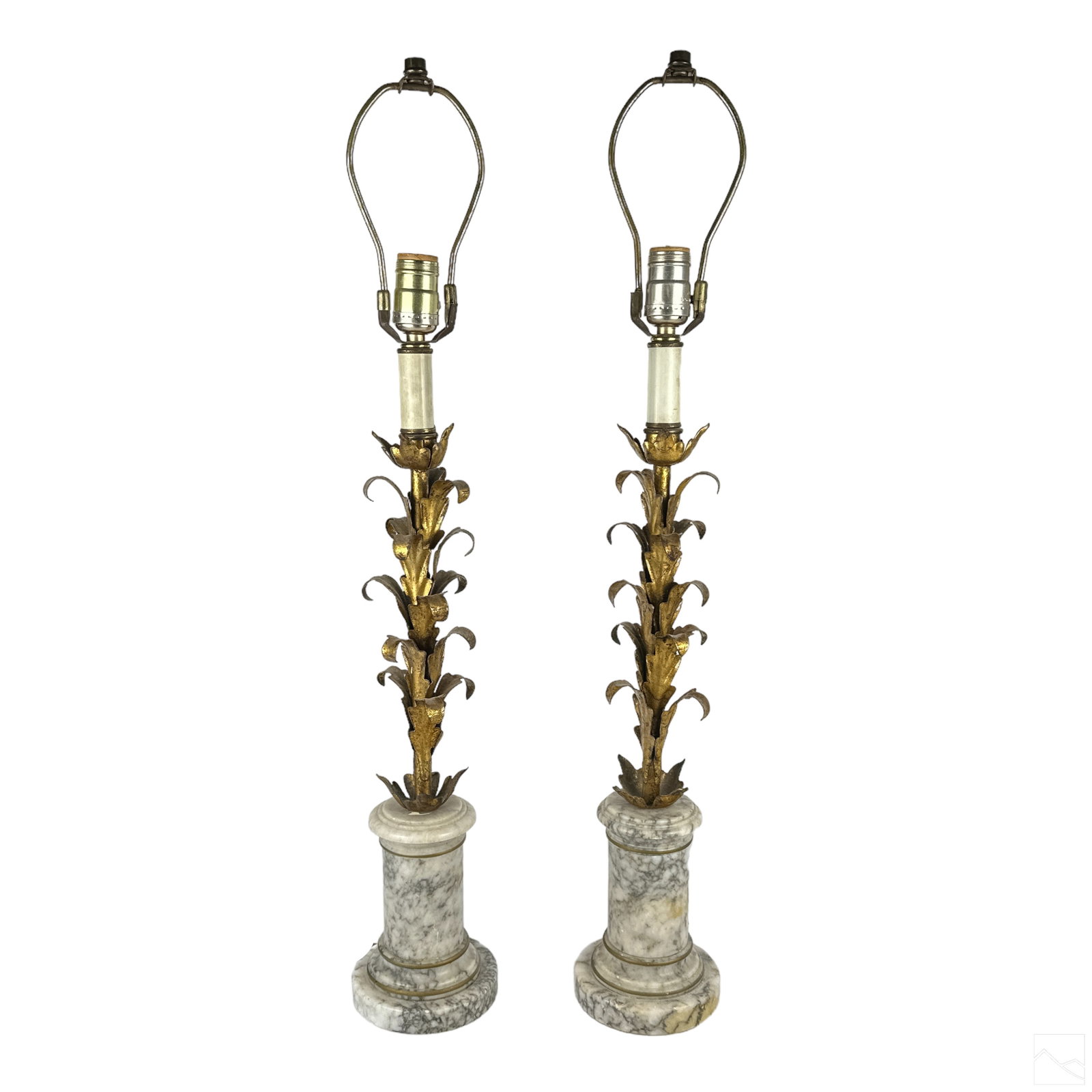 Hollywood Regency Italian Gilt Tole Marble Lamps (1 of 6)