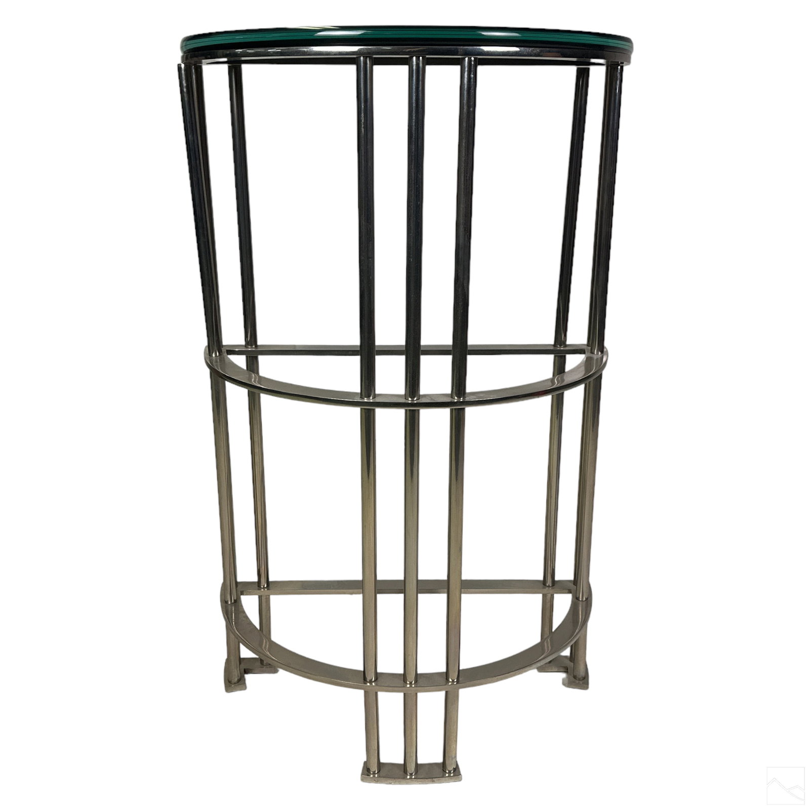 Hollywood Regency Glass Metal Demilune Side Table (1 of 5)