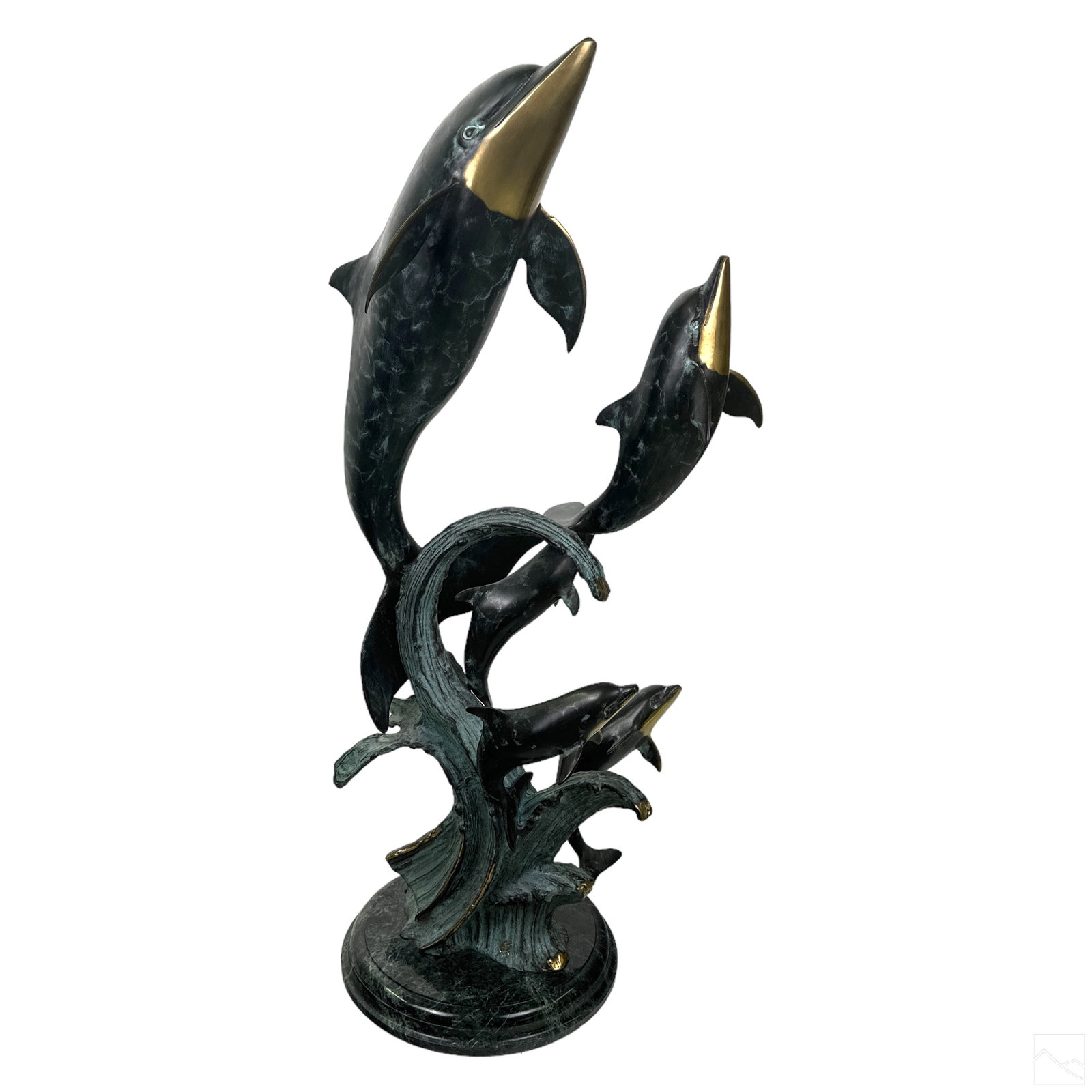 Bronze Dolphins School with Waves Sculpture SIGNED (1 of 7)