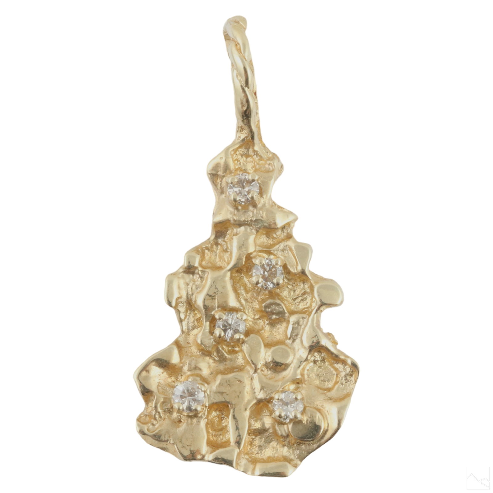 14K Gold Retro Style Nugget Diamond Pendant 4g. (1 of 4)