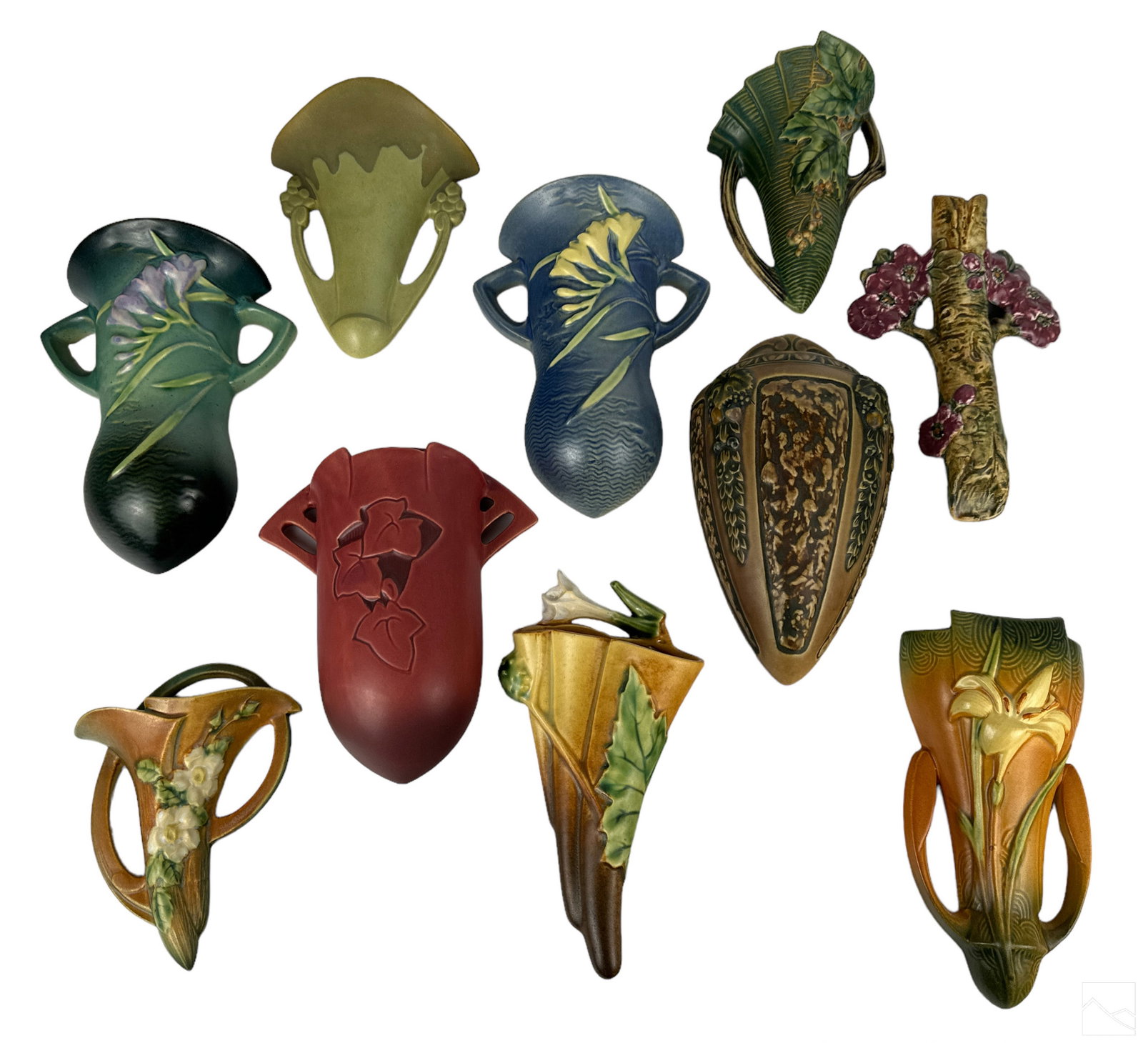 Roseville and Weller Pottery Wall Pockets 10pc LOT (1 of 5)